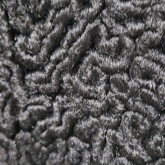 Vintage Mink Fur Trimmed with Mink Cuffs Black Curly Lamb coat Small. - Picture 8 of 8